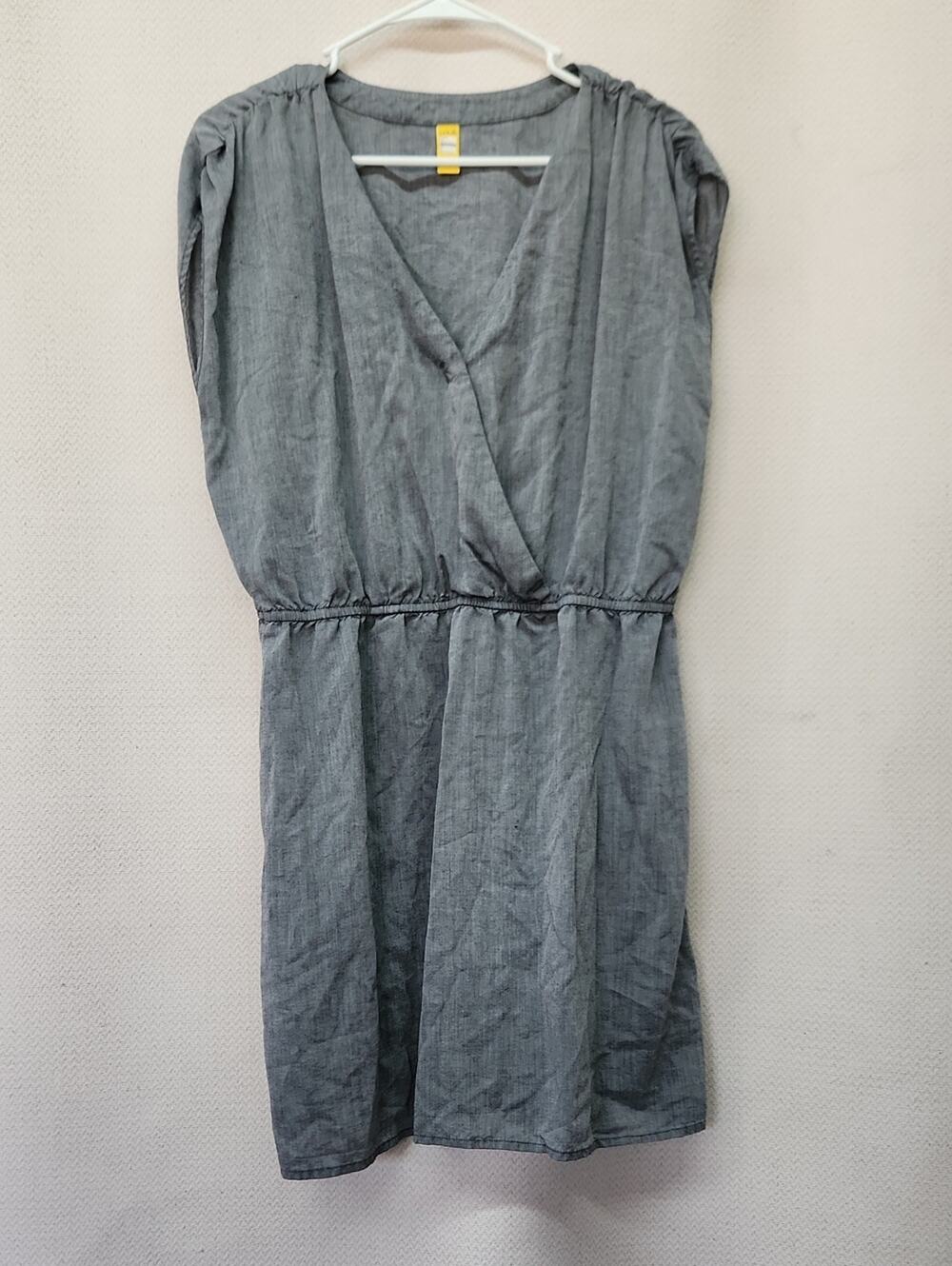Lole Grey V-Neck Elastic Waist Midi Dress